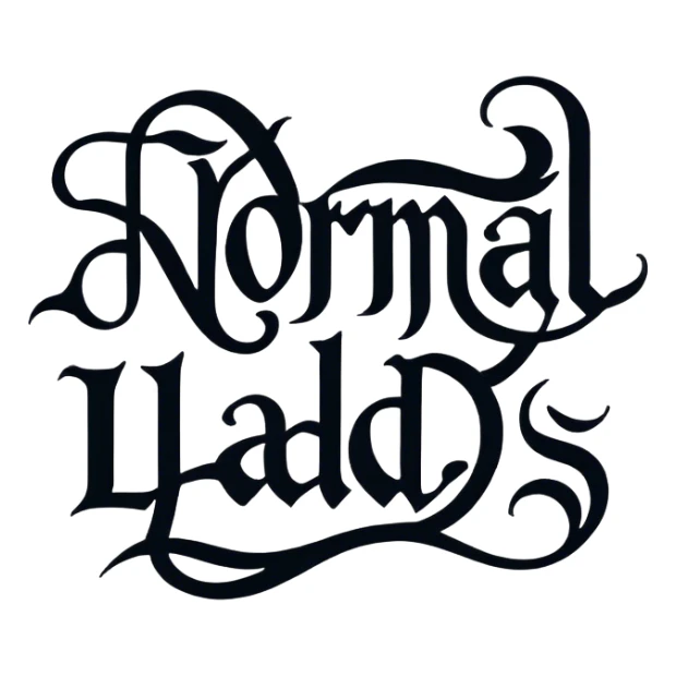 A logo with the words "Normal Lads" written in gothic letters.  sticker