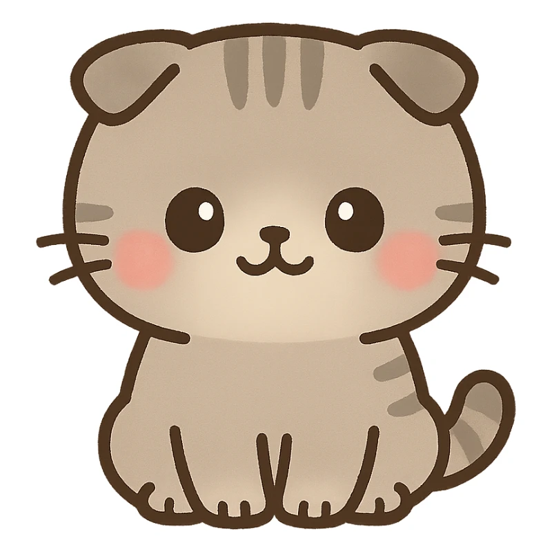 kawaii scottish fold kitten sitting, twitter style emoji sticker