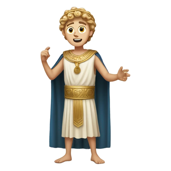 white boy in a Ancient Greek costume singing, on stage  sticker