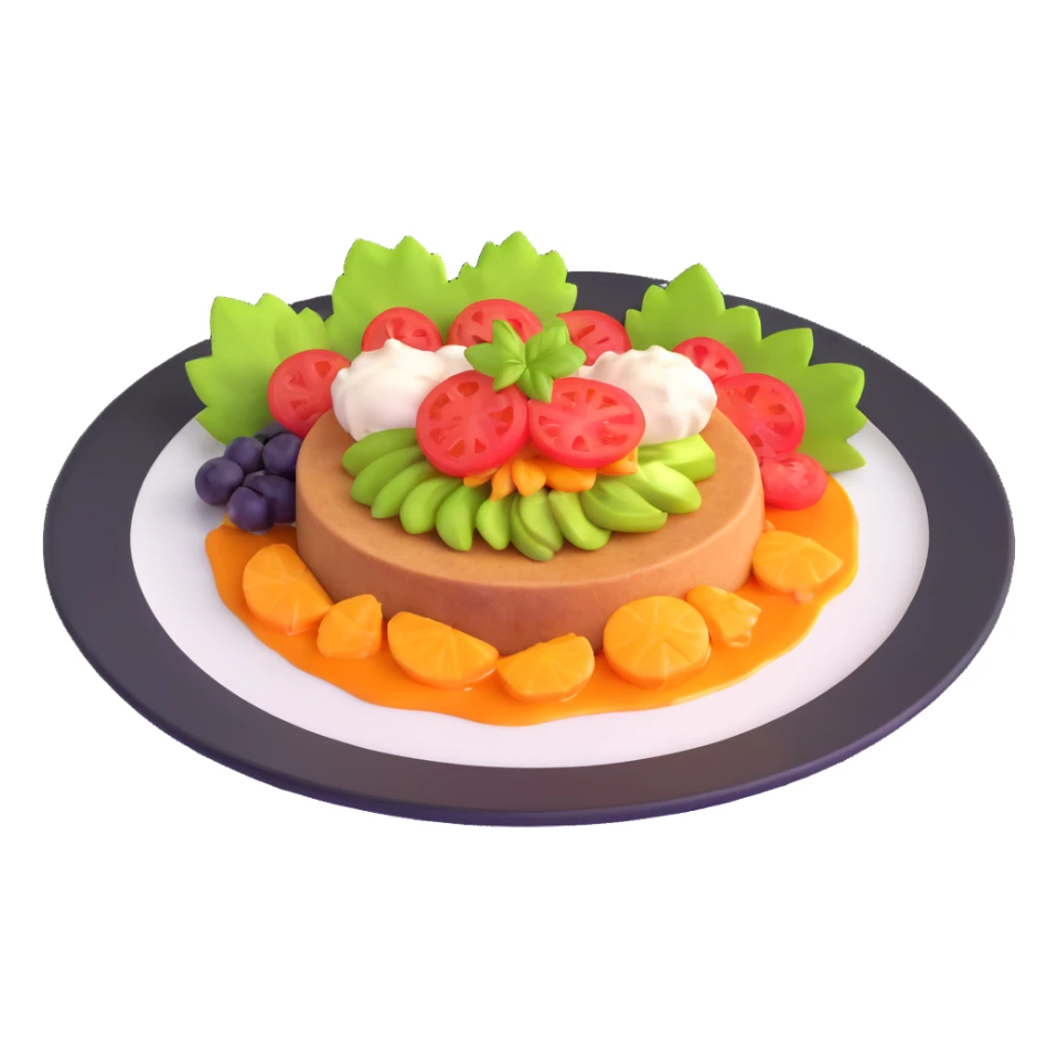 gourmet dish with garnish, delicious food sticker