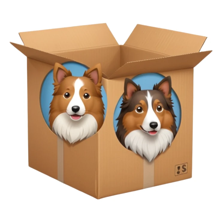 Shetland sheepdog and American shepherd in a box sticker