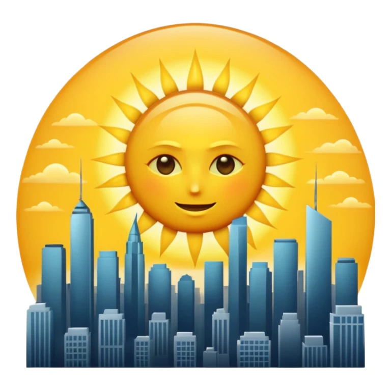 A SHINING AND RADIANT SUN WITHOUT FACE END WITH CITY OR WAVES sticker