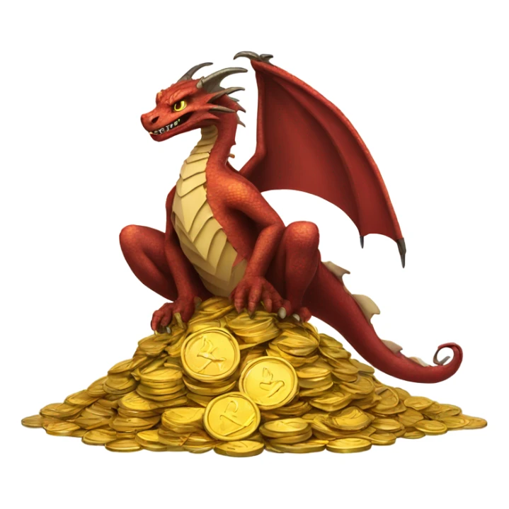 smaug sitting on a pile of gold coins sticker