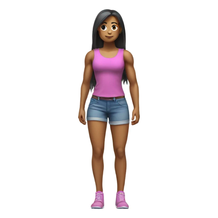 girl muscle full body 3d sticker