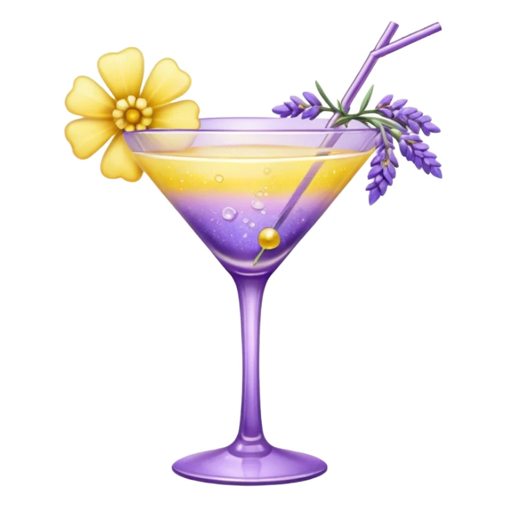 Lavender Yellow Gradient Glitter Cocktail Lavender Flower sticker