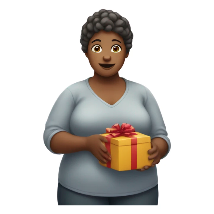 fat woman holding a gift in her hands sticker