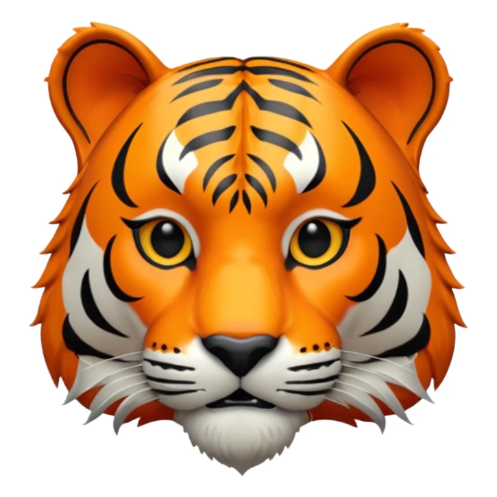 Create a highly polished, 3D game UI–style illustration of a  TIGER HEAD sticker