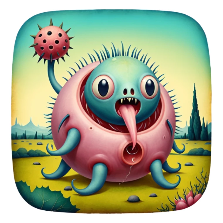 solarpunk - hieronymus bosch phantasmagoric mutant creatures from the garden of earthly delights sticker