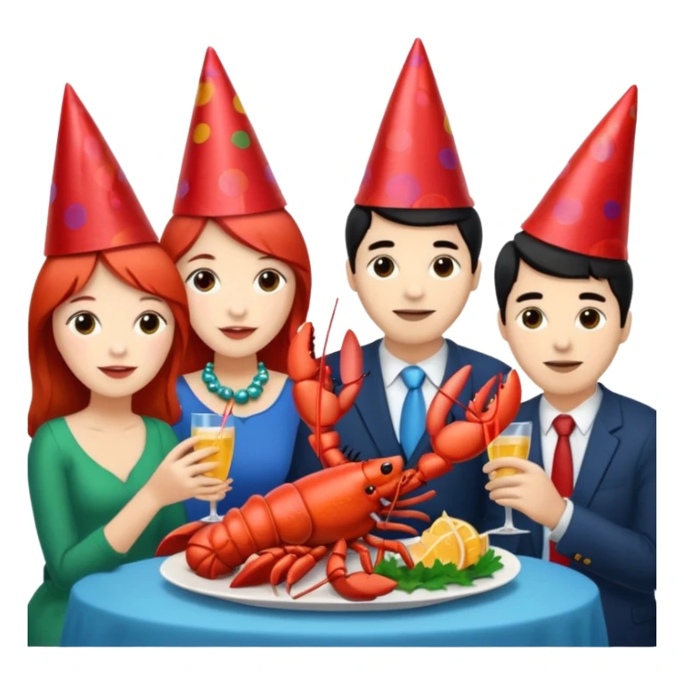 Too many people eating lobster at a family party sticker