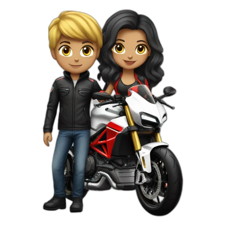 Garçon plus fille sur ducati noir sticker