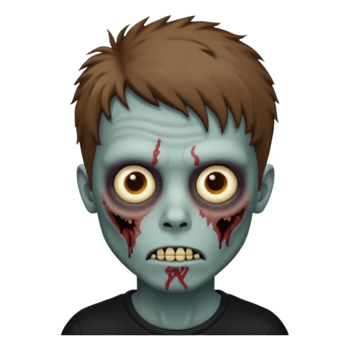 Zombie boy have a shaggy head brown style ios emoji sticker