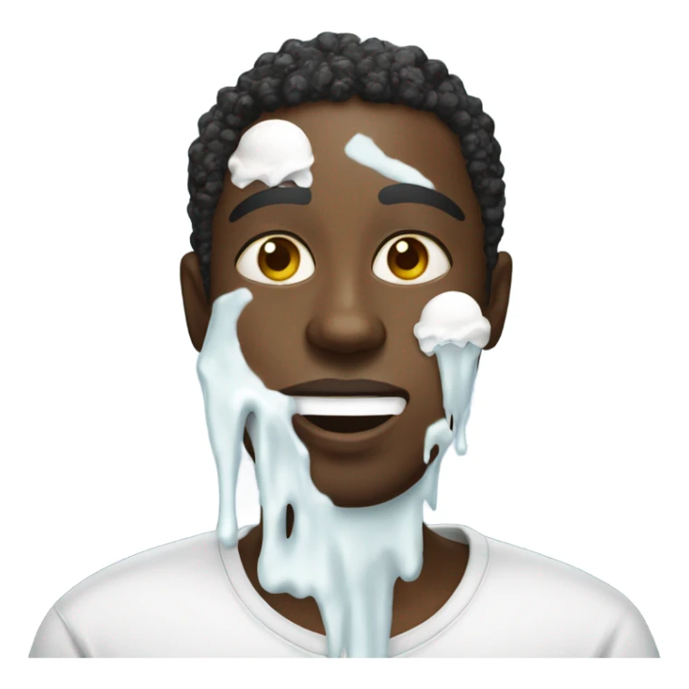 Black guy with white ice cream splattered on his face sticker