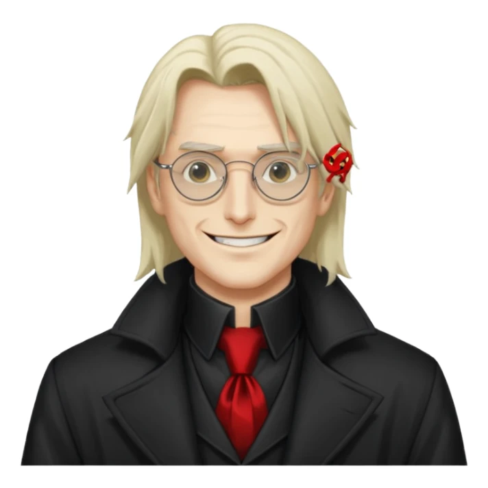 Alucard from Hellsing grinning with his signature glasses on sticker