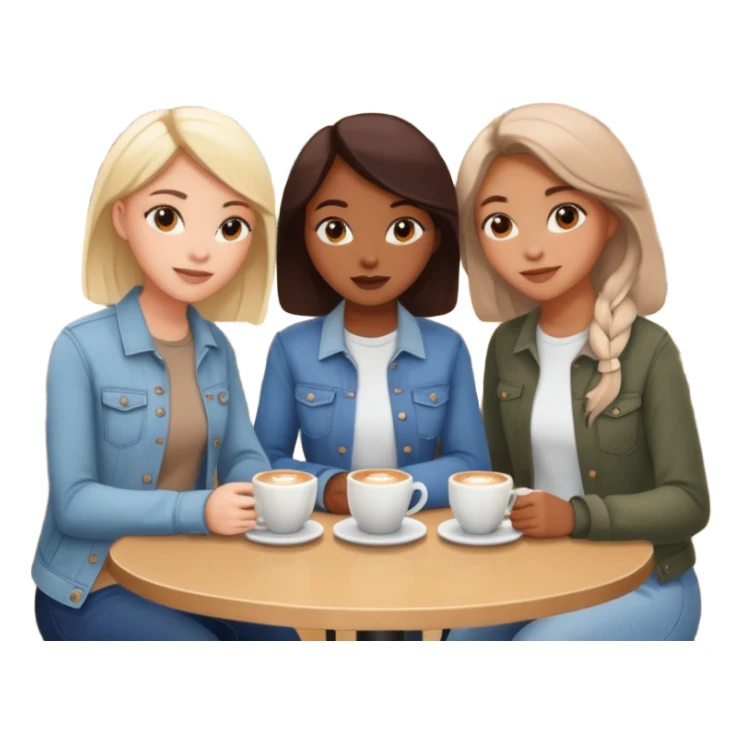 3 girl disscussion around a table in coffe shop sticker