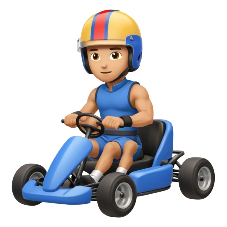 Muscular man in gokart sticker