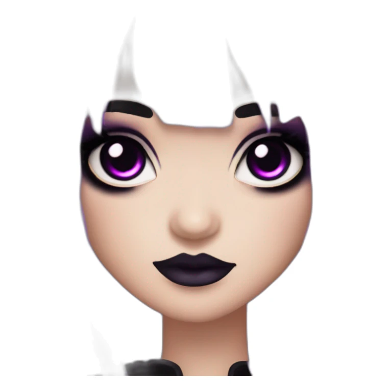 Elissabat-lightpinkskin-with-bangs-long-hair-dark-plumpurple-and-black-vampire-goth-makeup-pinkeyes-romanticgothcloses- sticker