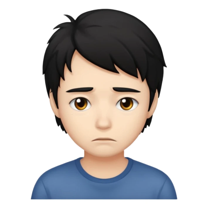 classic sob emoji with messy black hair sticker