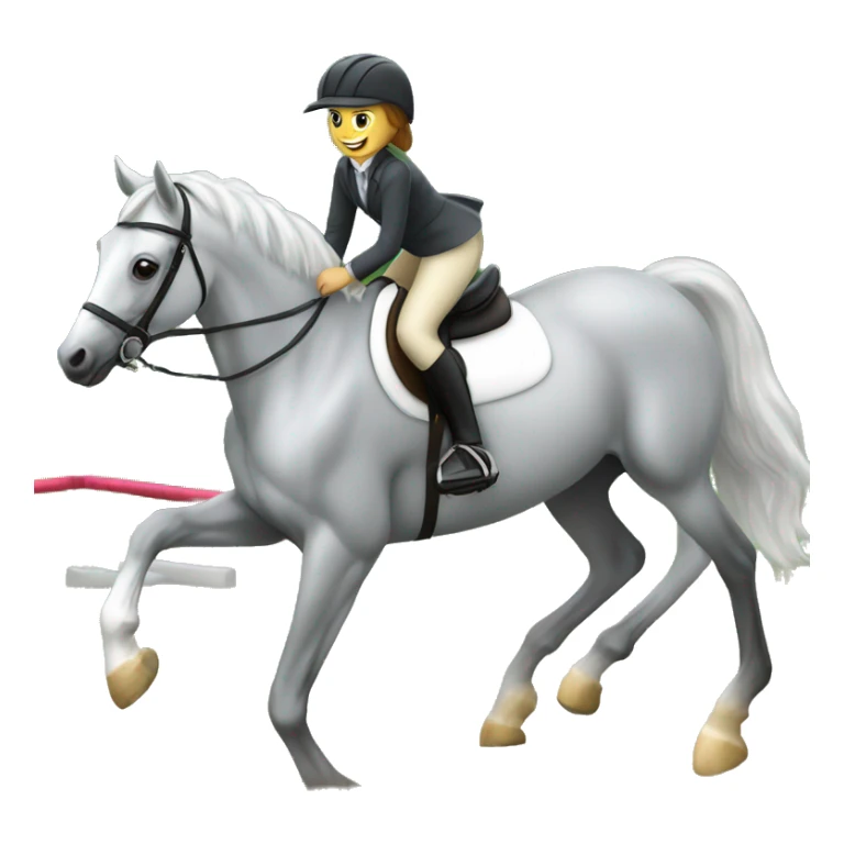 Girl riding grey showjumping pony sticker