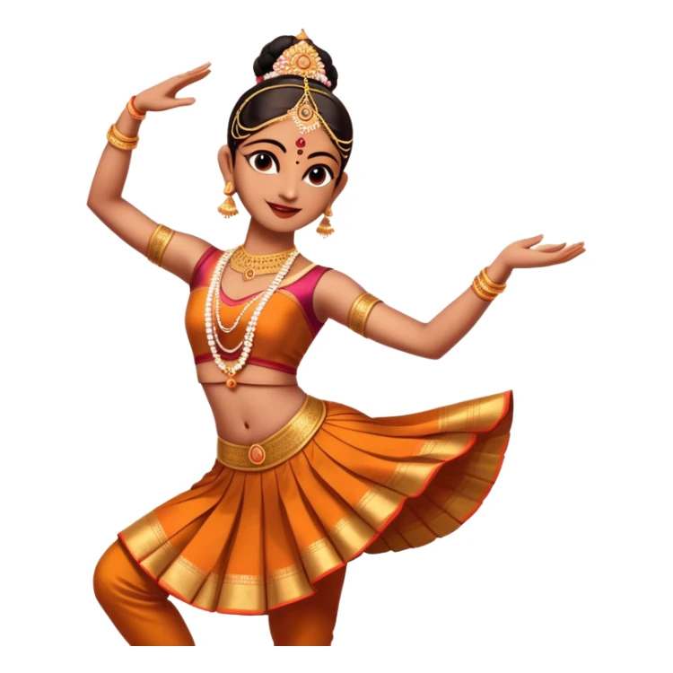 cinematic-realistic-bharatanatyam-dance-emoji,-depicted-as-an-elegant-classical-indian-dance-performance-with-graceful-poses,-intricate-costumes,-and-expressive-hand-gestures,-rendered-with-rich-textures-and-warm-dramatic-lighting, single dancer sticker
