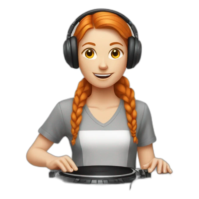 ginger woman mixing platines DJ sticker