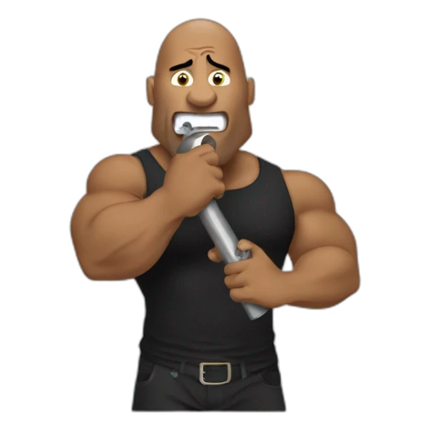 the rock eating a metal pipe sticker