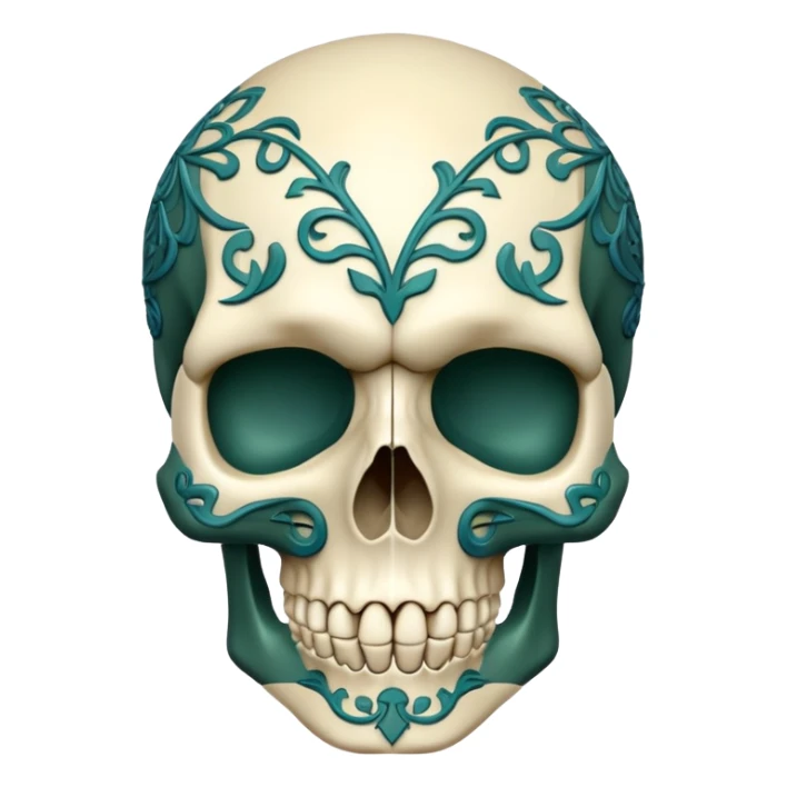 skull in Milwaukee Bucks colors (hunter green, cream, and light blue) sticker