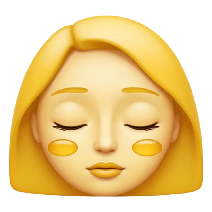 yellow face emoji with eyes gently closed and lips parted slightly in a whispering expression, smooth simple lines, subtle shading, rounded shapes, minimal detail, digital icon illustration, clean lines, flat colors sticker