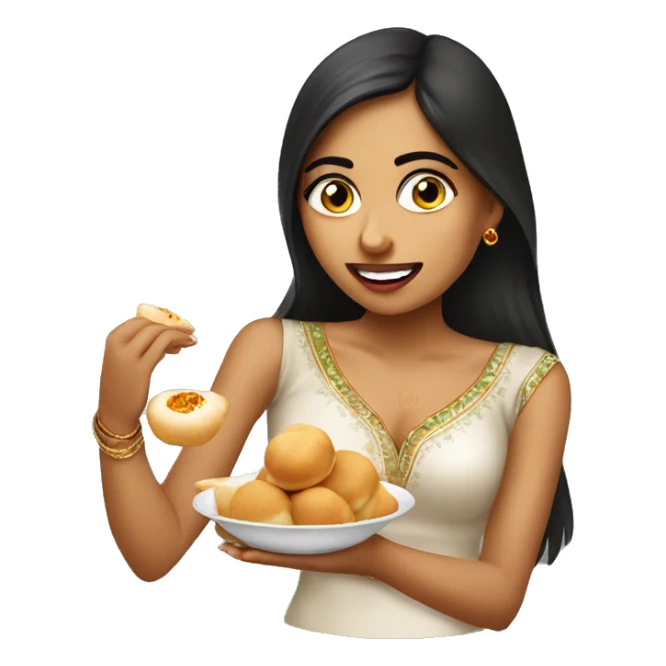 Desi indian girl eating pani puri sticker