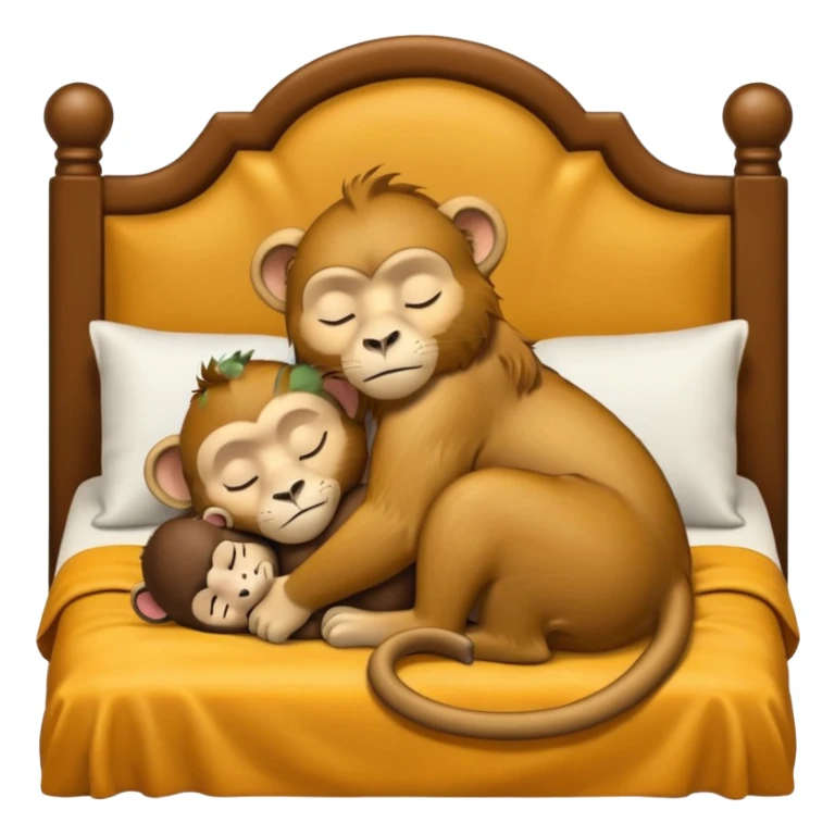 lioness and monkey sleeping together in a king sized beg cuddling  sticker