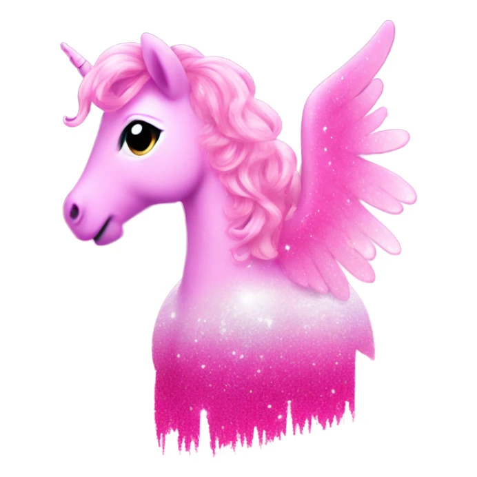 Hot pink ombre Pegasus covered in sparkles with light pink hair  sticker