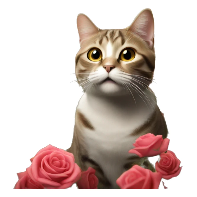 Cat in a field of roses and explosion in background  sticker