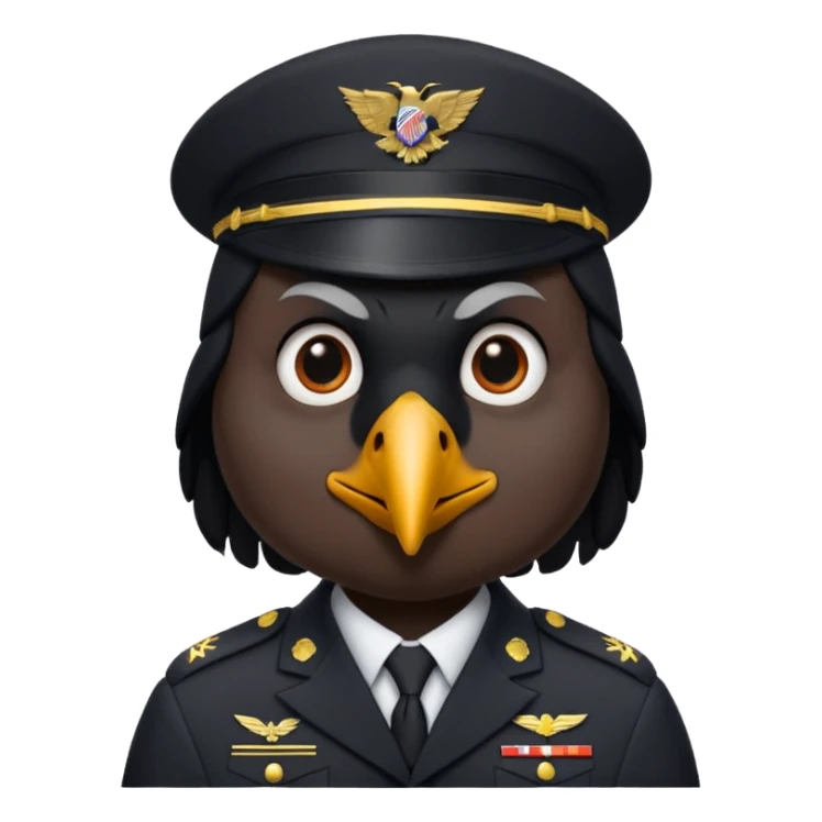 eine kleiner schwarzer rabe im military stil, normale emoji gesten sticker