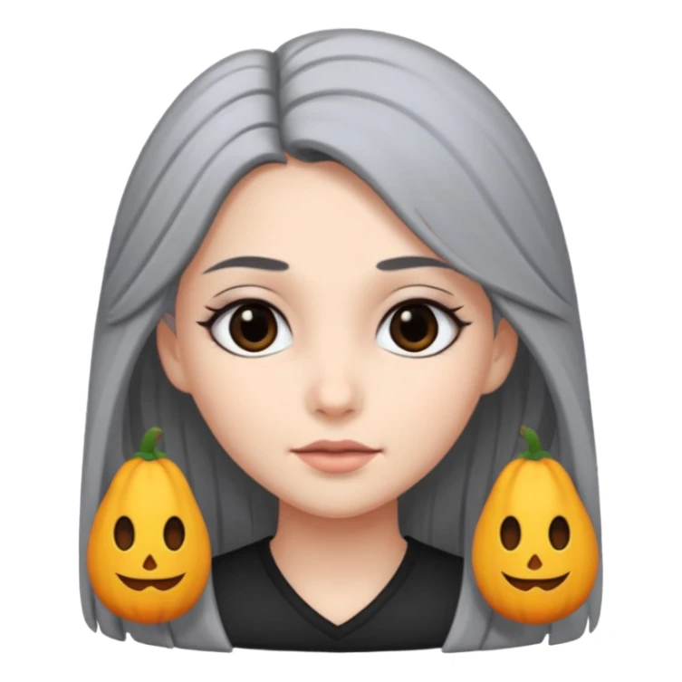 girl with black eyes and long black and gray hair sticker