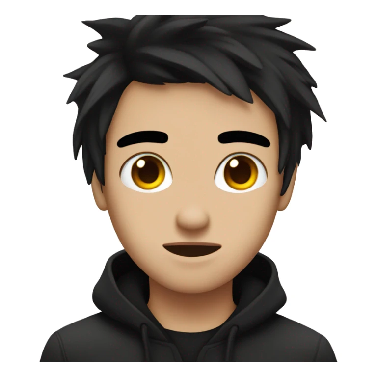 Make an emo with black hair at the front of their face  sticker