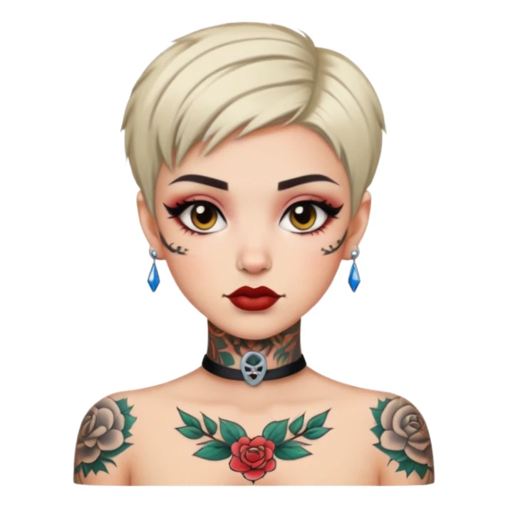 pretty neck tattoo short hair baddie with makeup sticker