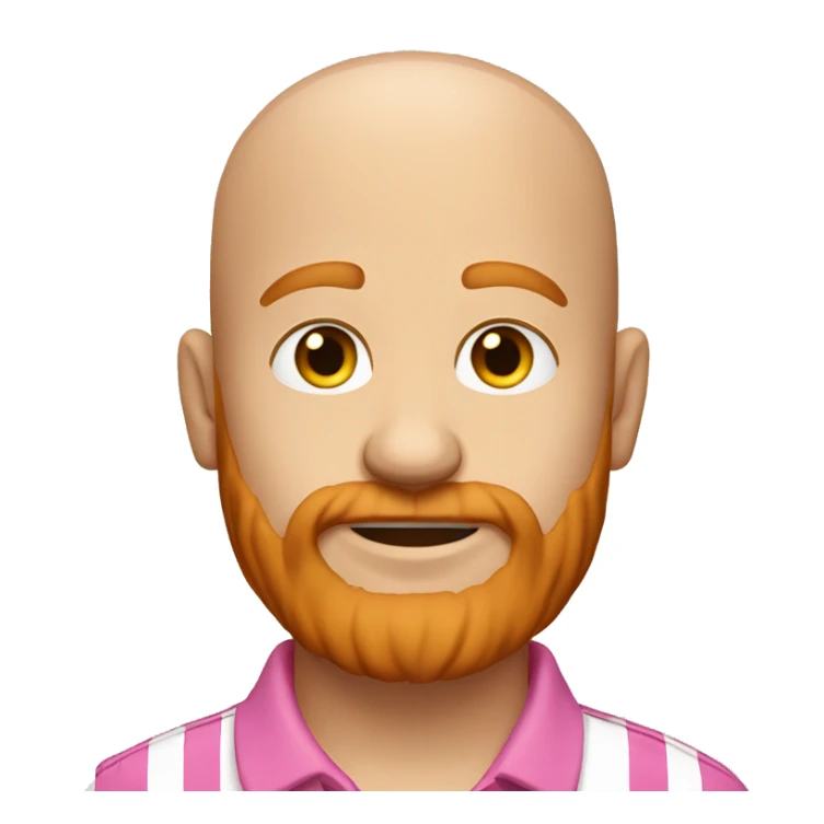 Bald redhair beard with a flashy pink polo sticker