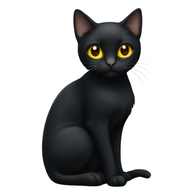 black cat with yellow eyes sitting forward sticker