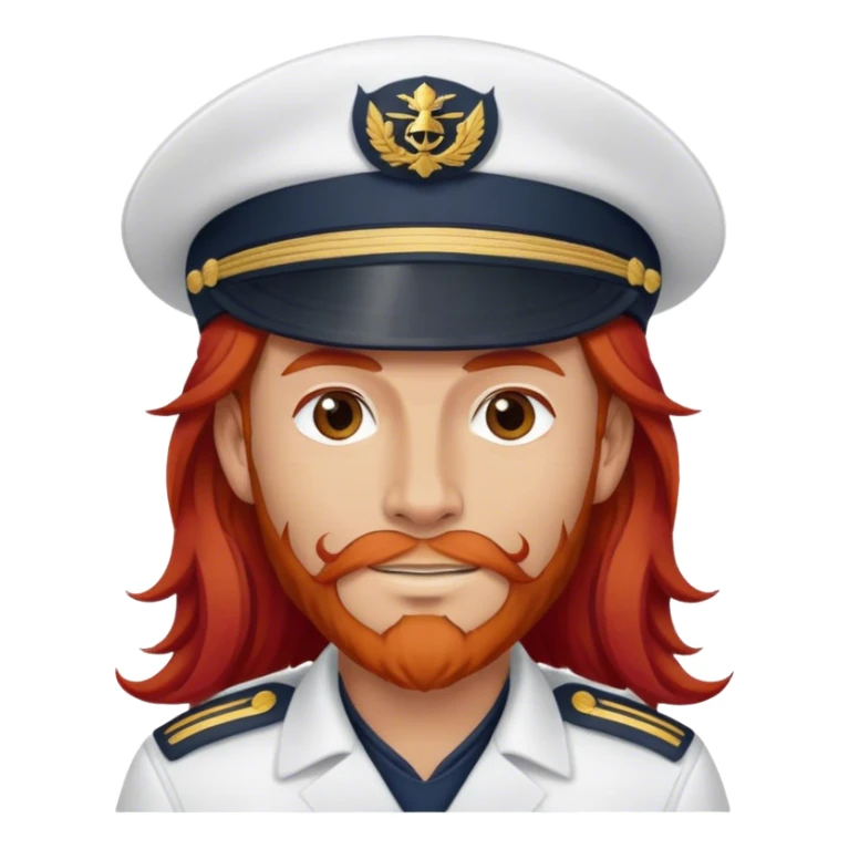 a male boat captain with long red hair sticker