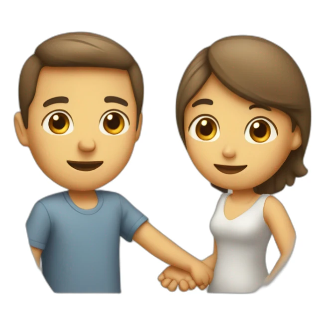 Man and woman holding hands looking at each other sticker