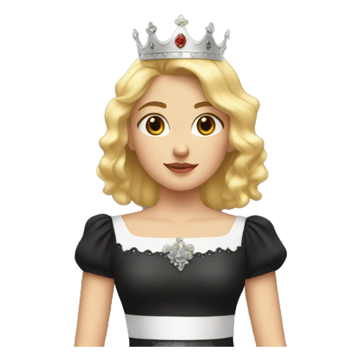 Blonde girl with a crown and a black Soot-cut blouse sticker