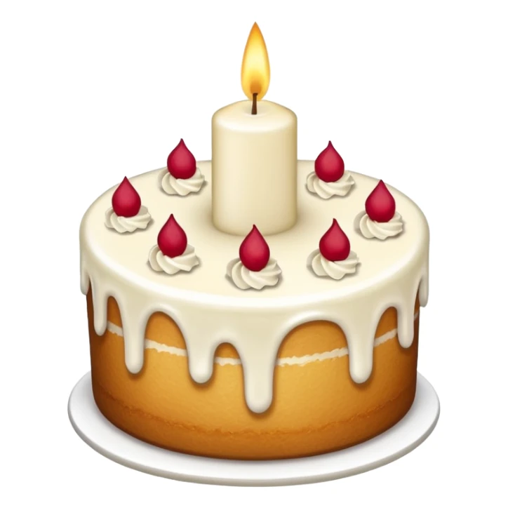 white candle with a slice of cake sticker