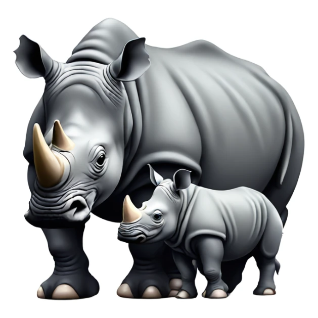 Rhinoceros mother with baby rhino calf sticker