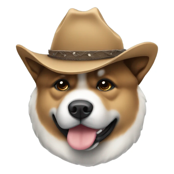 akita with dark face wearing cowboy hat sticker
