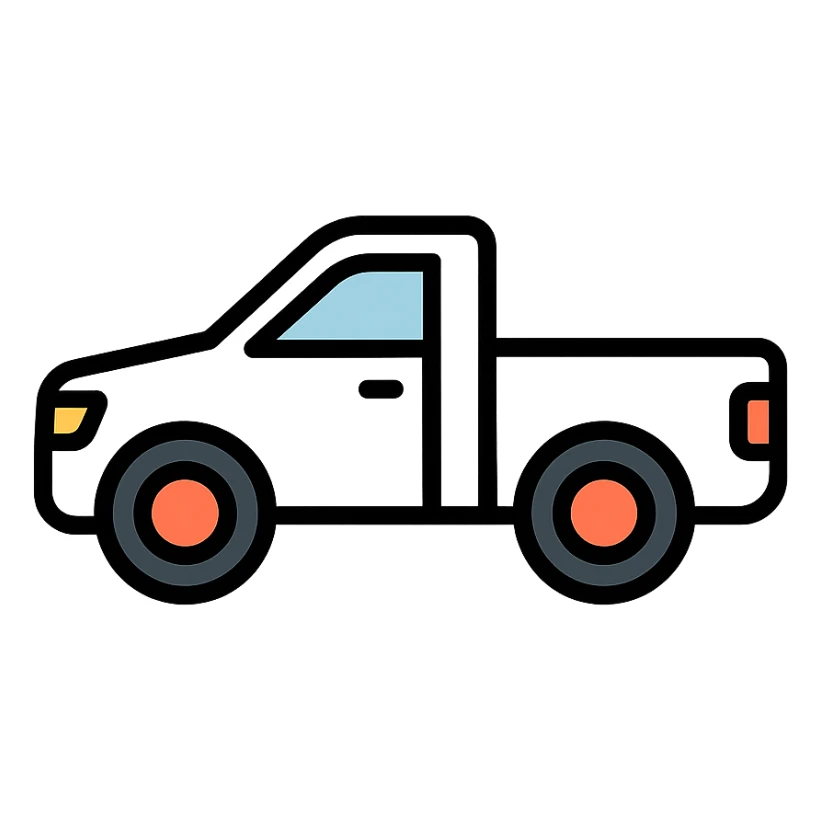 white pickup truck, modern, clean lines, icon sticker