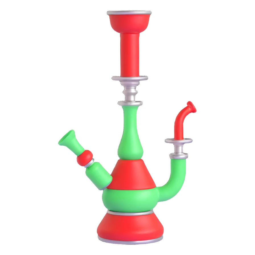 3D hookah, classic design, glass base, metal details sticker