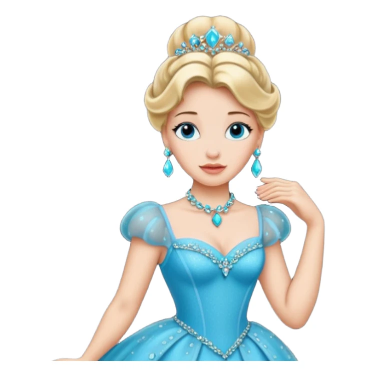 Cinderella in turquoise evening dress with gems sticker