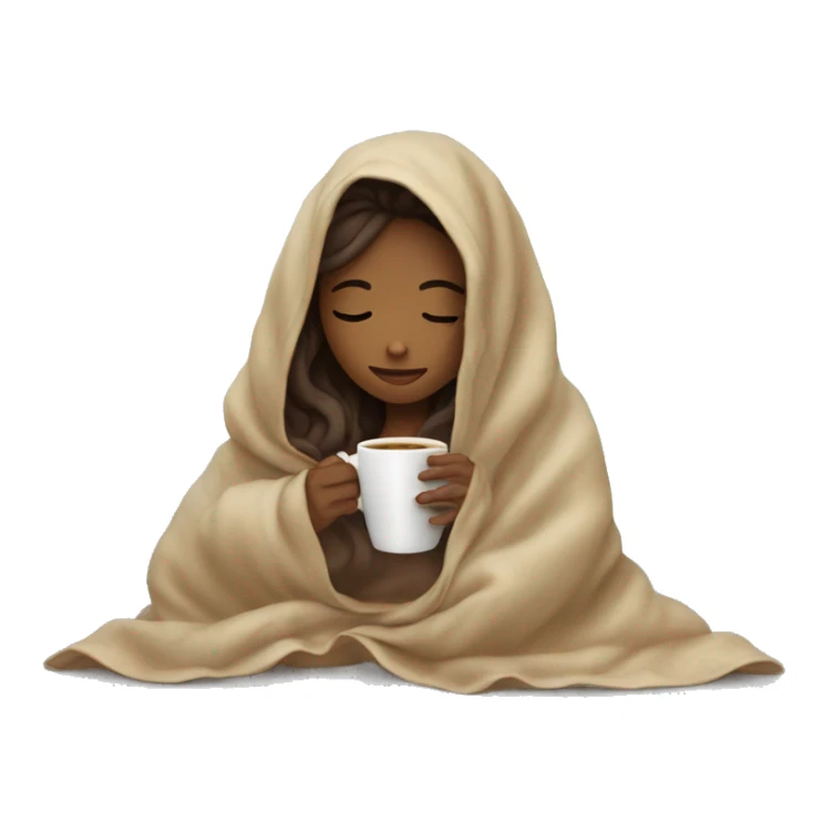 girl inside a blanket sipping coffee eyes closed sticker