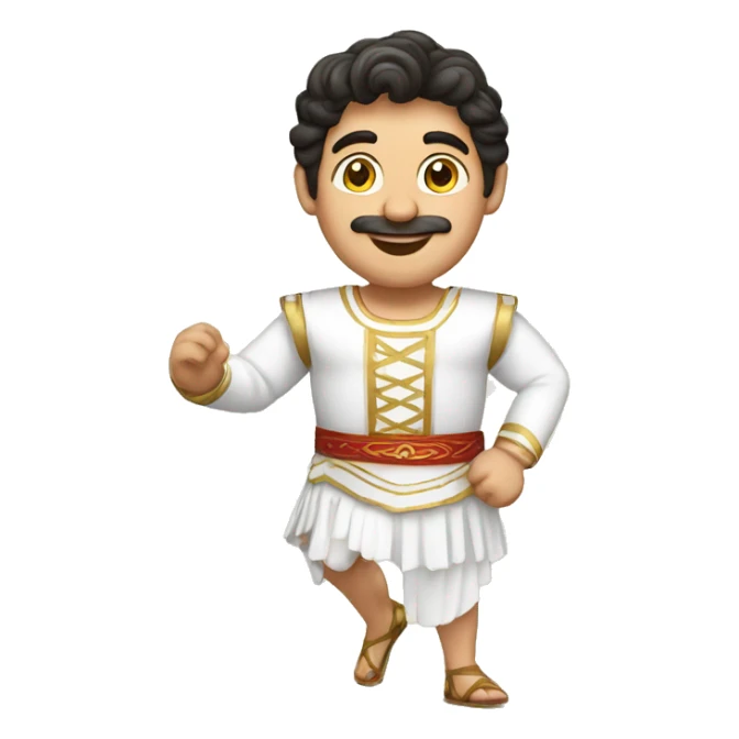 greek male folk dancer in white evzone costume sticker