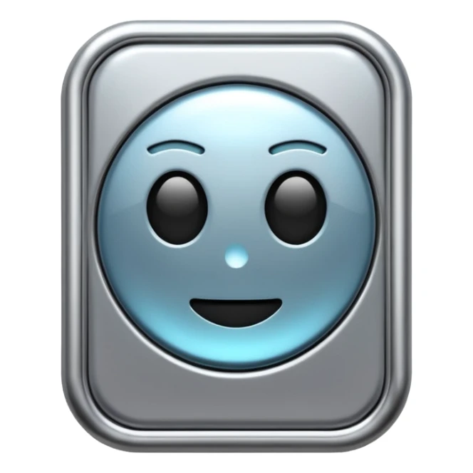 A futuristic microchip emoji made of polished silver chrome, minimal circuit details, smooth metallic surface, soft lighting, iOS emoji style, centered, clean white background sticker