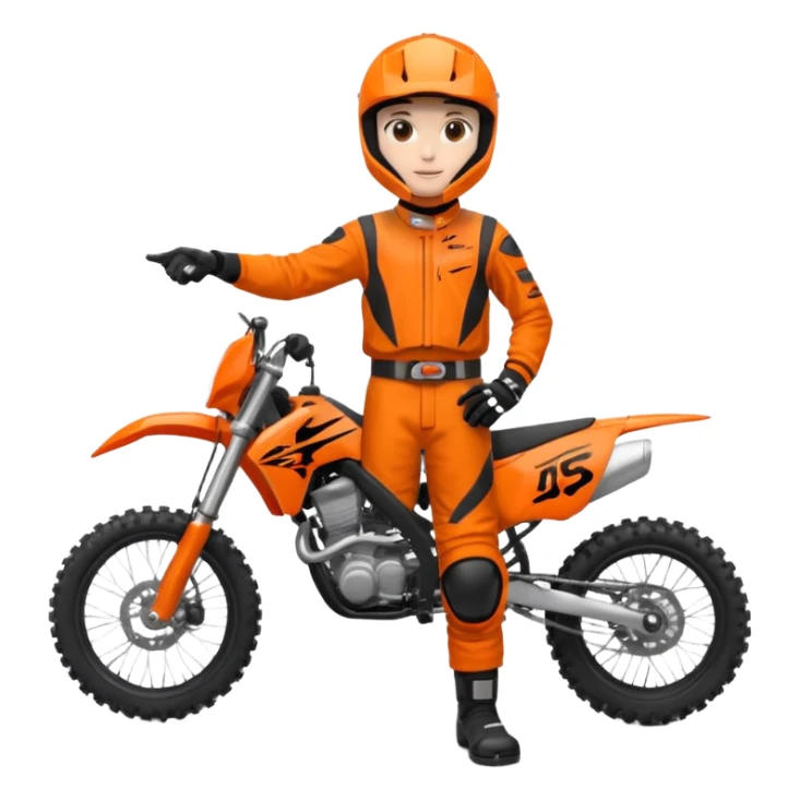 dirtbike rider in orange gear signing autographs sticker